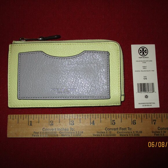 Tory Burch Gray and Yellow Wallet - Picture 1 of 6